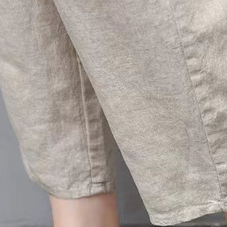 Buddha Gift Vintage Embroidery Elastic Waist Capri Harem Pants With Pockets