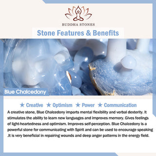 Buddha Gift Blue Chalcedony White Agate Rabbit Emotional Balance Bracelet