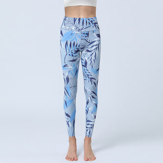 Buddha Gift Flowers Leaves Print Sports Fitness Yoga High Waist Leggings Women's Yoga Pants