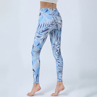 Buddha Gift Flowers Leaves Print Sports Fitness Yoga High Waist Leggings Women's Yoga Pants