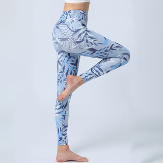 Buddha Gift Flowers Leaves Print Sports Fitness Yoga High Waist Leggings Women's Yoga Pants