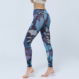 Buddha Gift Leaves Print Sports Fitness Yoga High Waist Leggings Women's Yoga Pants