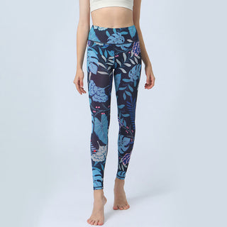 Buddha Gift Leaves Print Sports Fitness Yoga High Waist Leggings Women's Yoga Pants