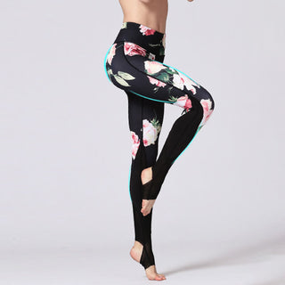 Buddha Gift Rose Peony Flower Print Design Sports Fitness Yoga Leggings Women's Yoga Pants
