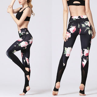 Buddha Gift Rose Peony Flower Print Design Sports Fitness Yoga Leggings Women's Yoga Pants
