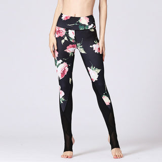 Buddha Gift Rose Peony Flower Print Design Sports Fitness Yoga Leggings Women's Yoga Pants