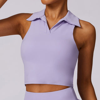 Buddha Gift Polo Collar Crop Tank Top Tennis Skirts Pleated Shorts With Pocket Sports Yoga Outfits