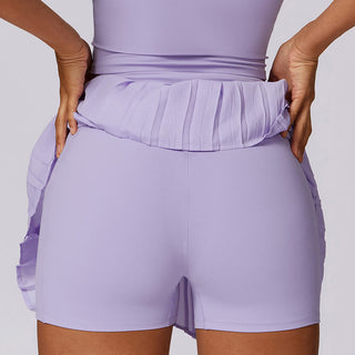 Buddha Gift Polo Collar Crop Tank Top Tennis Skirts Pleated Shorts With Pocket Sports Yoga Outfits