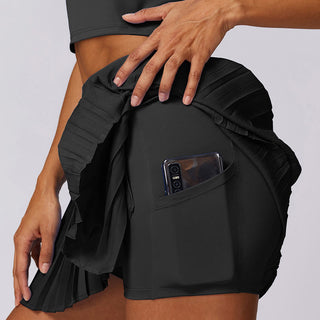 Buddha Gift Polo Collar Crop Tank Top Tennis Skirts Pleated Shorts With Pocket Sports Yoga Outfits