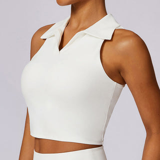 Buddha Gift Polo Collar Crop Tank Top Tennis Skirts Pleated Shorts With Pocket Sports Yoga Outfits