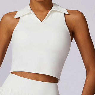 Buddha Gift Polo Collar Crop Tank Top Tennis Skirts Pleated Shorts With Pocket Sports Yoga Outfits