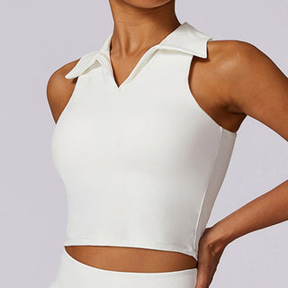 Buddha Gift Polo Collar Crop Tank Top Tennis Skirts Pleated Shorts With Pocket Sports Yoga Outfits