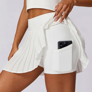 Buddha Gift Polo Collar Crop Tank Top Tennis Skirts Pleated Shorts With Pocket Sports Yoga Outfits