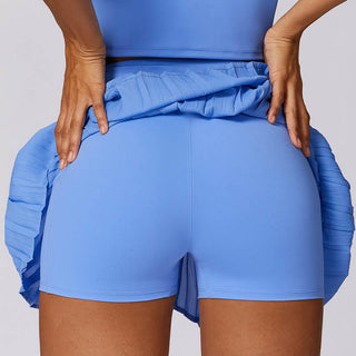 Buddha Gift Polo Collar Crop Tank Top Tennis Skirts Pleated Shorts With Pocket Sports Yoga Outfits