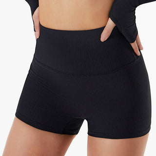 Buddha Gift Ribbed Long Sleeve Crop Top T-shirt Shorts Sports Fitness Gym Yoga Outfits
