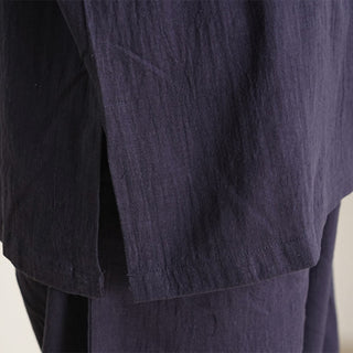 Buddha Gift 2Pcs V-Neck Three Quarter Sleeve Shirt Top Pants Meditation Zen Tai Chi Cotton Linen Clothing Women's Set