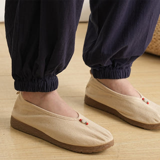 Buddha Gift 2Pcs V-Neck Three Quarter Sleeve Shirt Top Pants Meditation Zen Tai Chi Cotton Linen Clothing Women's Set