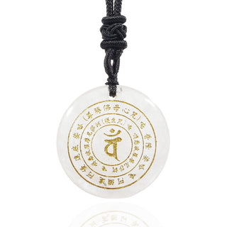 Buddha Gift Vairocana Tathagata Sanskrit Mantra Various Crystal Black Obsidian Green Aventurine Strength Necklace Pendant