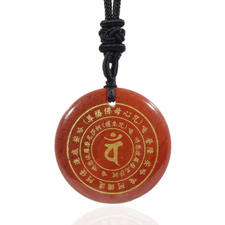 Buddha Gift Vairocana Tathagata Sanskrit Mantra Various Crystal Black Obsidian Green Aventurine Strength Necklace Pendant