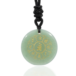 Buddha Gift Om Mani Padme Hum Natural Various Crystal Black Obsidian Strength Necklace Pendant