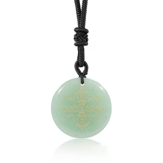 Buddha Gift Vajra Dorje Sanskrit Pattern Natural Various Crystal Black Obsidian Fulfilment Necklace Pendant