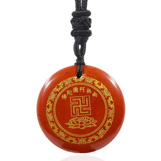 Buddha Gift Swastika Lotus Pattern Natural Various Crystal Black Obsidian Purification Necklace Pendant
