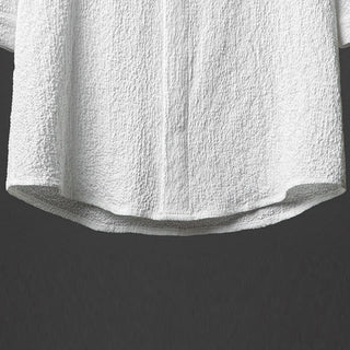 Buddha Gift 2Pcs Solid Color Texture Button Half Sleeve Shirt Pants Men's Set