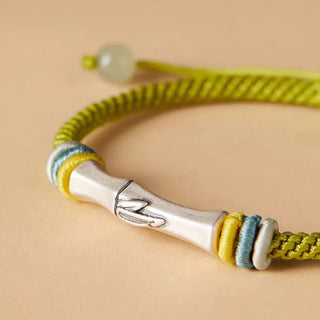 Buddha Gift 999 Sterling Silver Red String Bamboo Enlightenment Bracelet