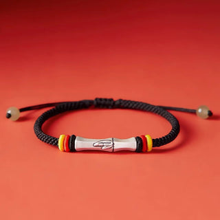 Buddha Gift 999 Sterling Silver Red String Bamboo Enlightenment Bracelet