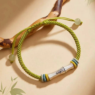 Buddha Gift 999 Sterling Silver Red String Bamboo Enlightenment Bracelet