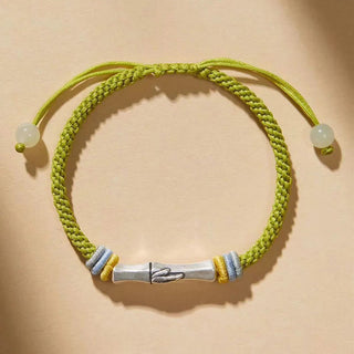 Buddha Gift 999 Sterling Silver Red String Bamboo Enlightenment Bracelet