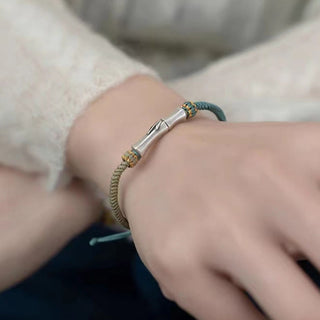 Buddha Gift 925 Sterling Silver Bamboo Protection Braided Bracelet