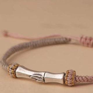 Buddha Gift 925 Sterling Silver Bamboo Protection Braided Bracelet