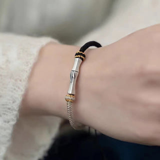 Buddha Gift 925 Sterling Silver Bamboo Protection Braided Bracelet