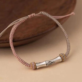 Buddha Gift 925 Sterling Silver Bamboo Protection Braided Bracelet