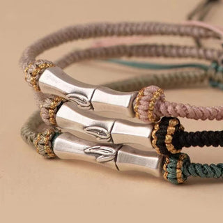 Buddha Gift 925 Sterling Silver Bamboo Protection Braided Bracelet