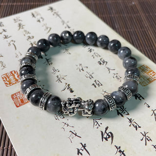 Buddha Gift Black Glitter Stone PiXiu Power Bracelet