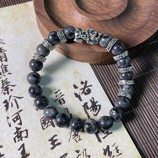 Buddha Gift Black Glitter Stone PiXiu Power Bracelet