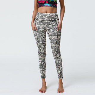 Buddha Gift Rose Lines Tiger Leopard Print Sports Fitness High Waist Leggings Women's Yoga Pants With Pockets