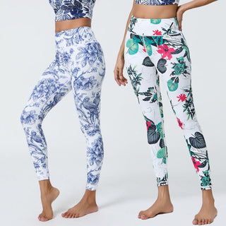 Buddha Gift Flowers Leaves Dandelions Pineapples Print Sports Fitness High Waist Leggings Women's Yoga Pants