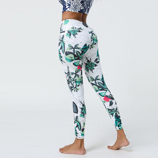 Buddha Gift Flowers Leaves Dandelions Pineapples Print Sports Fitness High Waist Leggings Women's Yoga Pants