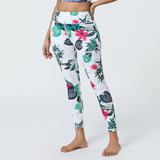 Buddha Gift Flowers Leaves Dandelions Pineapples Print Sports Fitness High Waist Leggings Women's Yoga Pants