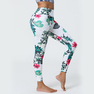 Buddha Gift Flowers Leaves Dandelions Pineapples Print Sports Fitness High Waist Leggings Women's Yoga Pants