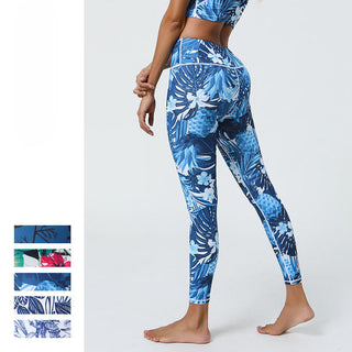 Buddha Gift Flowers Leaves Dandelions Pineapples Print Sports Fitness High Waist Leggings Women's Yoga Pants