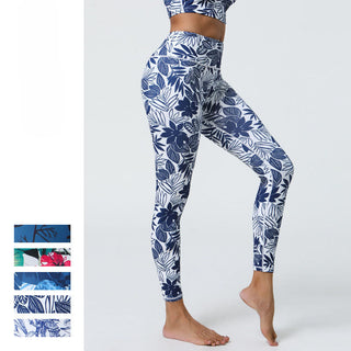 Buddha Gift Flowers Leaves Dandelions Pineapples Print Sports Fitness High Waist Leggings Women's Yoga Pants