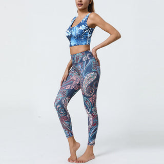 Buddha Gift Flowers Feathers Sun Moon Print Sports Fitness Yoga High Waist Leggings Women's Pants