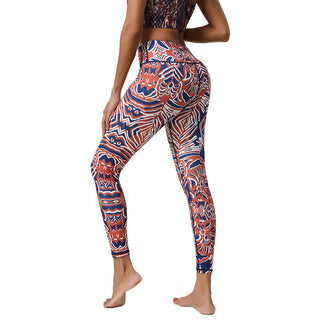 Buddha Gift Flowers Feathers Sun Moon Print Sports Fitness Yoga High Waist Leggings Women's Pants