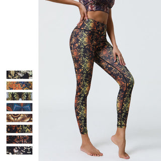 Buddha Gift Flowers Geometric Mandalas Print Sports Fitness Yoga High Waist Leggings Women's Pants