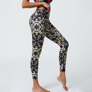 Buddha Gift Flowers Geometric Mandalas Print Sports Fitness Yoga High Waist Leggings Women's Pants