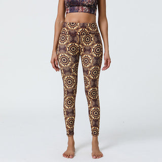 Buddha Gift Flowers Geometric Mandalas Print Sports Fitness Yoga High Waist Leggings Women's Pants